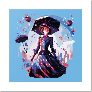 Bright Cyberpunk Mary Poppins Original Lineart Posters and Art